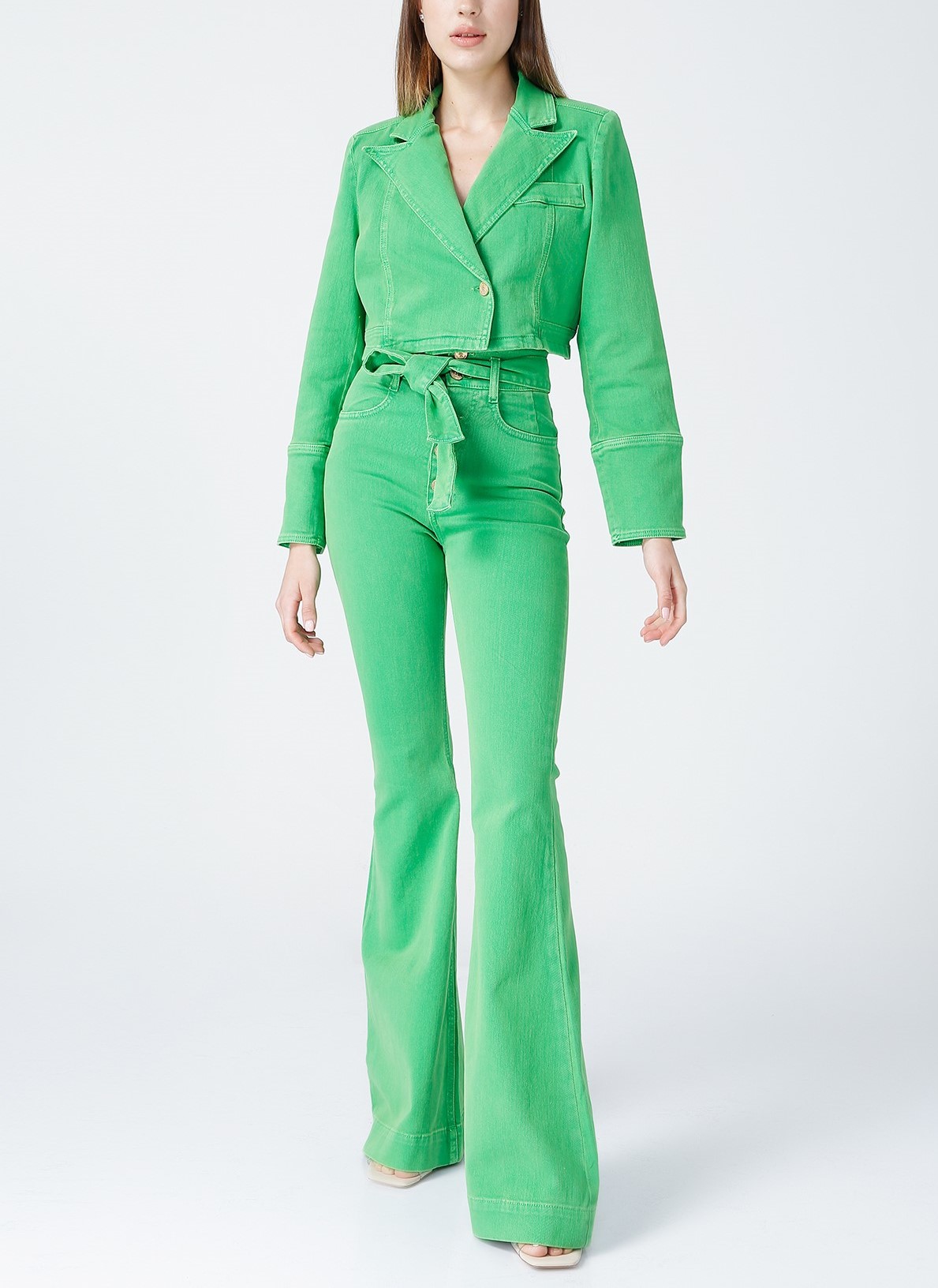 RG-201 High waist green flared jeans