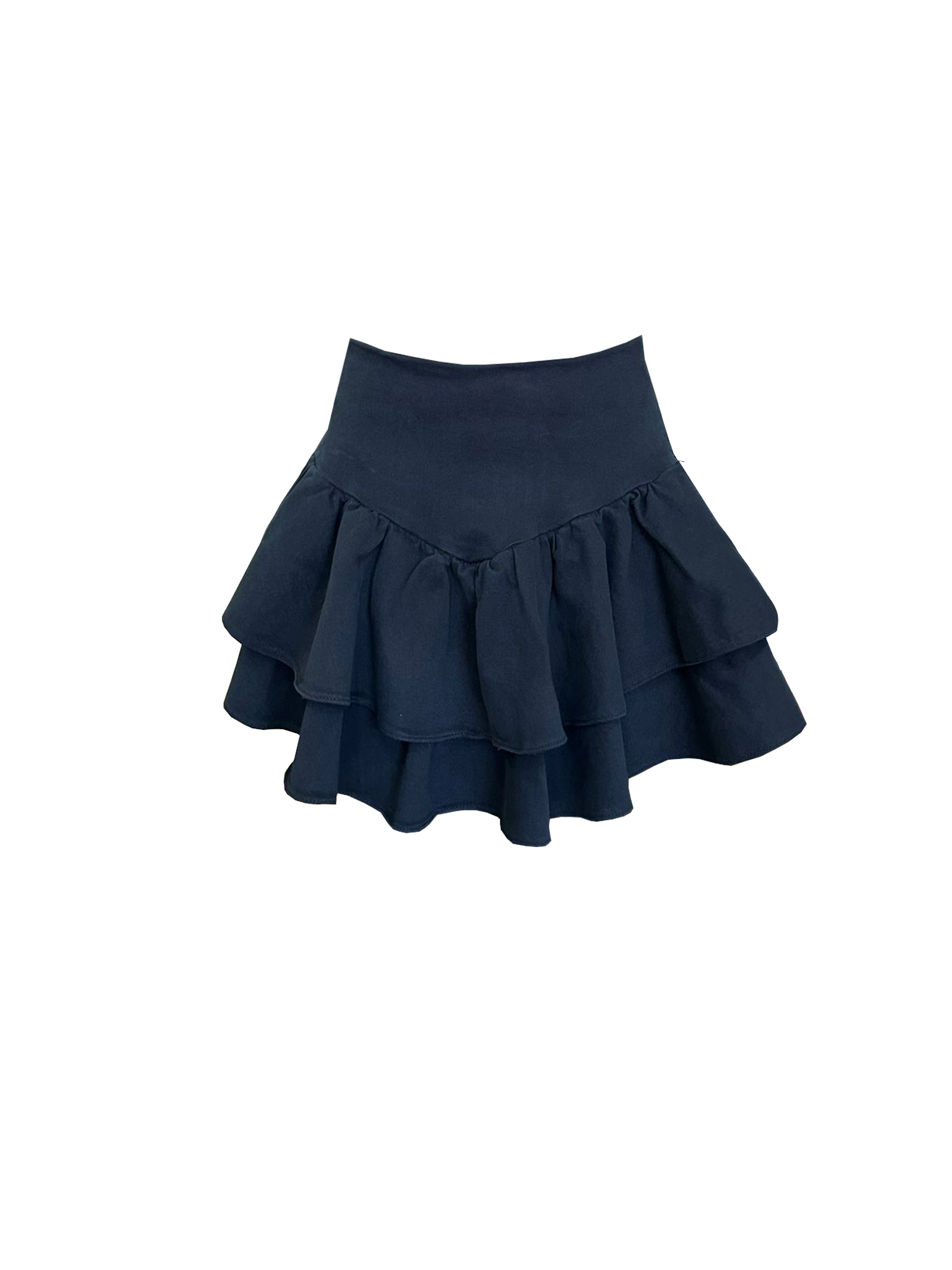 RG-400 Ruffled mini denim navy blue skirt